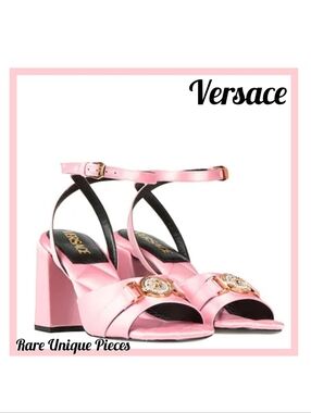 Authentic Versace Pink Leather Heel Sandals